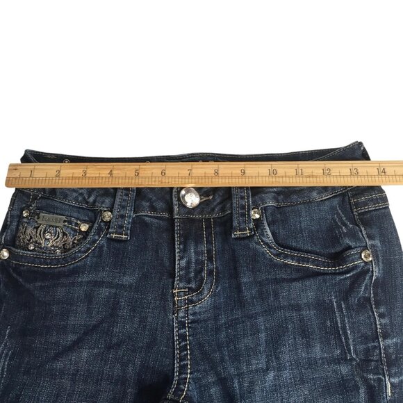 LA Idol Jeans Womens Size 5 Embellished Rhinestone Flap Pockets W29 L34 - Picture 13 of 16